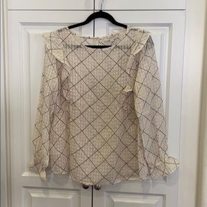 LOFT Plaid Ruffle Blouse